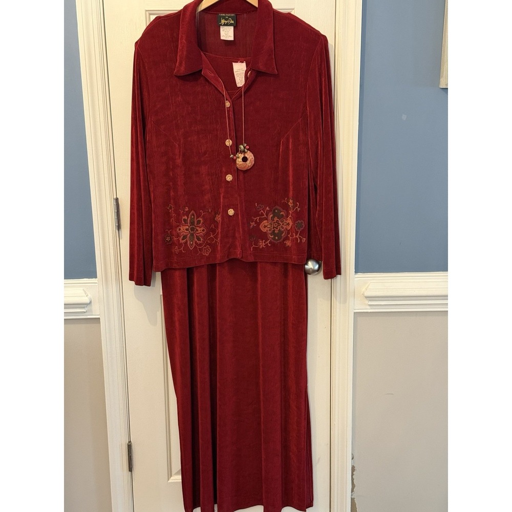 Vrg Laura Fantina For Jeffery Dara 2 Piece Red Boho Maxi Dress & Top Size 22